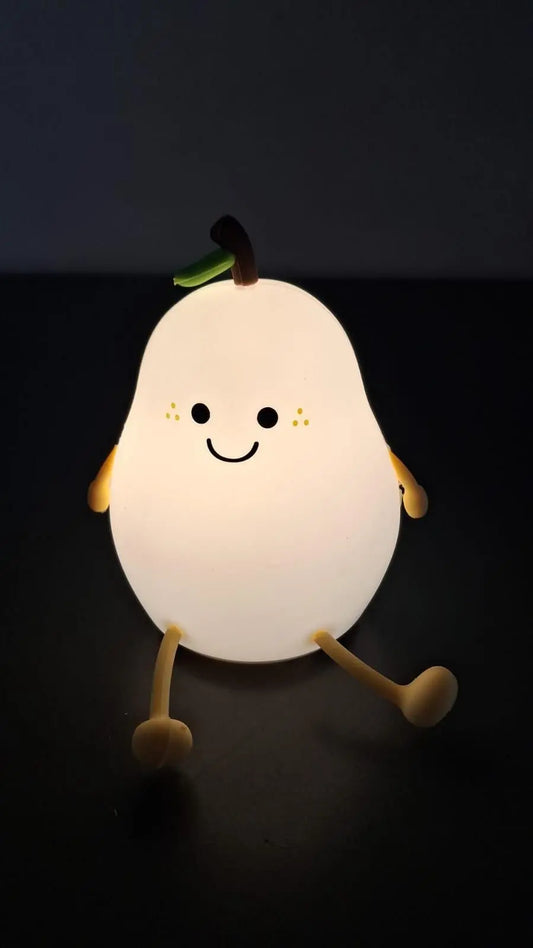 Cute Pear Led Night Lamp Cute Night Light For Kids, Cute Silicone Night Light, Usb Rechargeable Nursery Lamp