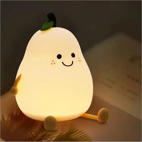 Cute Pear Led Night Lamp Cute Night Light For Kids, Cute Silicone Night Light, Usb Rechargeable Nursery Lamp