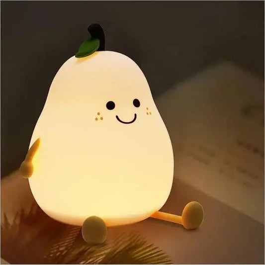 Cute Pear Led Night Lamp Cute Night Light For Kids, Cute Silicone Night Light, Usb Rechargeable Nursery Lamp